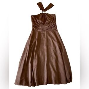 White House Black Market Brown Halter Midi Dress